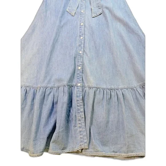 Veronica Beard NWOT Women 10 Edwina Sleeveless Midi Shirtdress Iceberg Denim - Picture 9 of 13